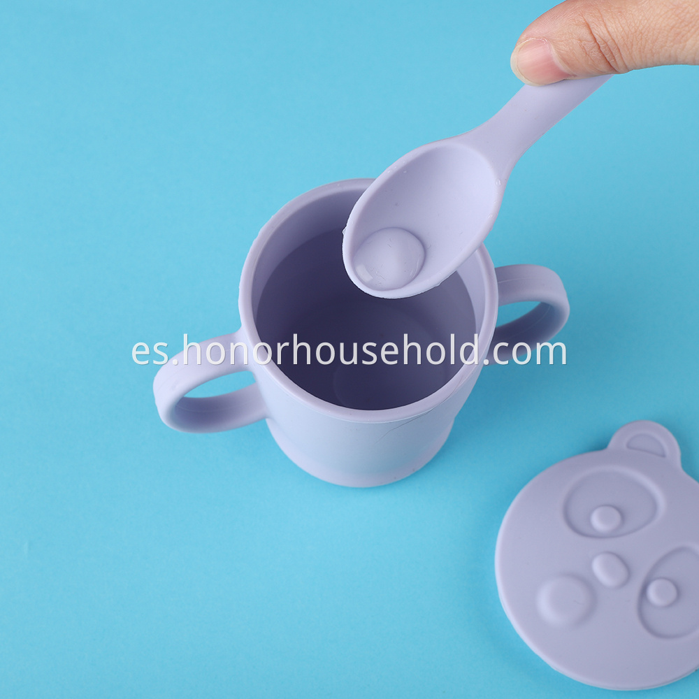 Cuchara de alimentación para bebés dos cuchara pequeña para agua recién nacida Silicona cuchara de cabeza suave para niños alimentando la vajilla de alimentación